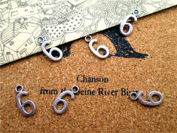 150pcs- antique tibetan silver number 6 charms pendants, number six charms jewelry making 15x7mm, Bronze;silver
150pcs- antique tibetan silver number 6 charms pendants, number six charms jewelry making 15x7mm, Bronze;silver