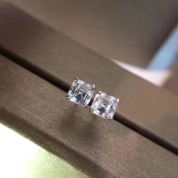 

2018 Luxury quality Famous Brand S925 Silver Stud with Square dimond Fashion brand Earrings jewelery for women wedding gifts BV PS6643