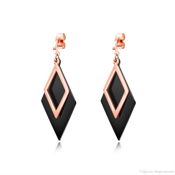 new fashion women double rhombus dangle earrings rose gold black female earring accessories 36mm length jewelry party ge448, Silver
new fashion women double rhombus dangle earrings rose gold black female earring accessories 36mm length jewelry party ge448, Silver