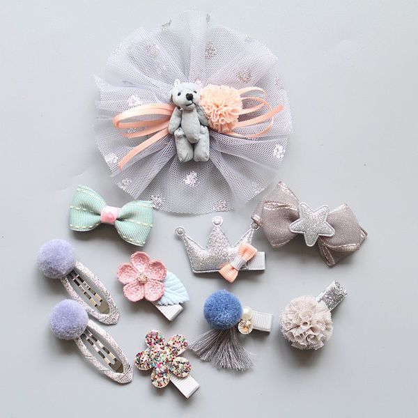 10 pcs/set baby girl hairpins kids bowknot chiffon cartoon hair clips pompom barrees elastic rubber hair band accessories, Slivery;white
10 pcs/set baby girl hairpins kids bowknot chiffon cartoon hair clips pompom barrees elastic rubber hair band accessories, Slivery;white