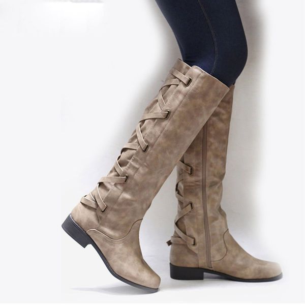 women zip knee high boots autumn ladies thigh cross strap thick heels female slim fashion plus size riding shoes, Black
women zip knee high boots autumn ladies thigh cross strap thick heels female slim fashion plus size riding shoes, Black