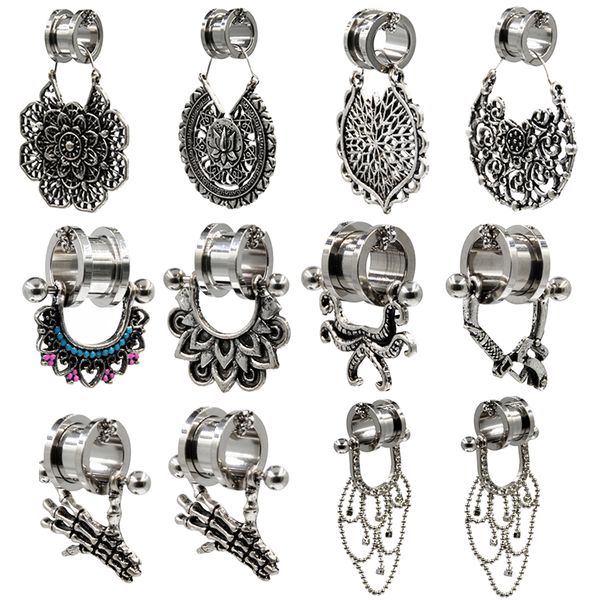 showlove-1 pair surgical steel tribal brass mandala flower earrings ear tunnel weights expander ear stretcher piercing jewelry, Slivery;golden
showlove-1 pair surgical steel tribal brass mandala flower earrings ear tunnel weights expander ear stretcher piercing jewelry, Slivery;golden