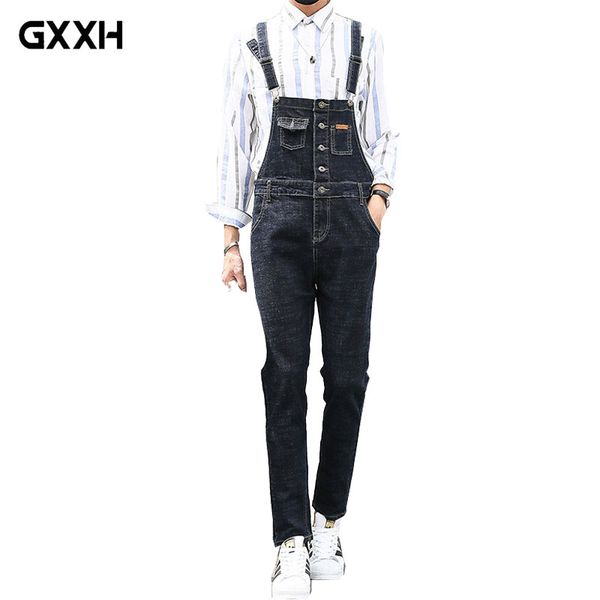 

fashion explosive men's jeans korean denim bib men's japanese workwear jumpsuit youth slim male/men sling denim trousers, Blue