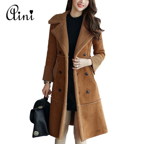 wholesale- 2017 women suede leather coats long double breasted trench coats female winter jackets ladies faux sheepskin windbreakers m-3xl, Black
wholesale- 2017 women suede leather coats long double breasted trench coats female winter jackets ladies faux sheepskin windbreakers m-3xl, Black