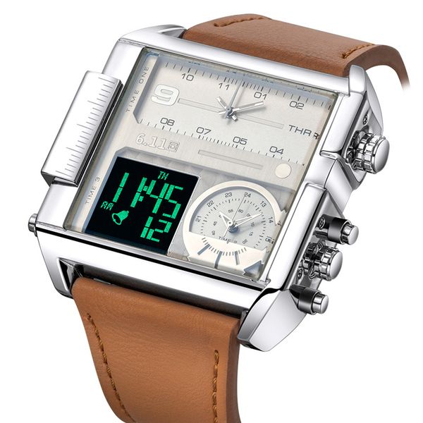 square watches men led waterproof two time zone mens watches big size male quartz sport watch relogio masculino, Slivery;brown
square watches men led waterproof two time zone mens watches big size male quartz sport watch relogio masculino, Slivery;brown