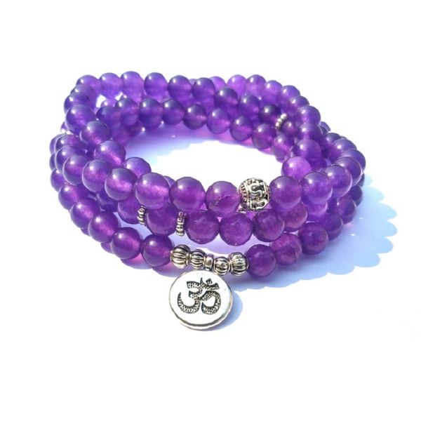 new products 8mm natural violet crystal 108 mala bracelet or necklace with om pendant snowflake yoga meditation energy bracelet, Black
new products 8mm natural violet crystal 108 mala bracelet or necklace with om pendant snowflake yoga meditation energy bracelet, Black