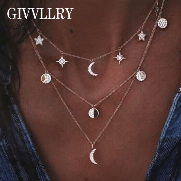 givvllry rhinestones star moon pendant necklace fashion jewelry vintage gold silver color triple layers chain necklace for women
givvllry rhinestones star moon pendant necklace fashion jewelry vintage gold silver color triple layers chain necklace for women