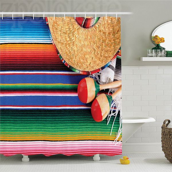 Mexican Decorations Collection Mexican Artwork with Sombrero Straw Hat Maracas Serape Blanket Rug Image Polyest Shower Curtain
Mexican Decorations Collection Mexican Artwork with Sombrero Straw Hat Maracas Serape Blanket Rug Image Polyest Shower Curtain