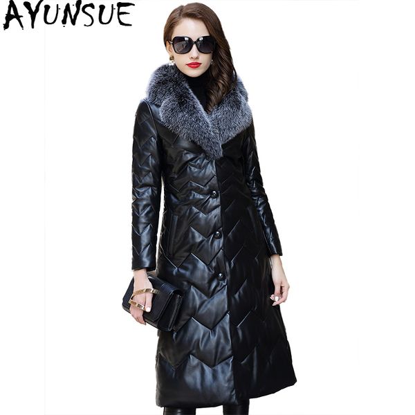 ayunsue genuine leather jacket long slim real sheepskin coat female warm winter down coats with natural fur collar wyq1832, Black
ayunsue genuine leather jacket long slim real sheepskin coat female warm winter down coats with natural fur collar wyq1832, Black