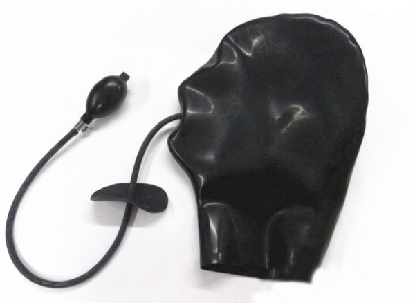 latex headmask with inflatable gag latex rubber fetish headhood latex hood black head mask with mouth gag back zipped 
latex headmask with inflatable gag latex rubber fetish headhood latex hood black head mask with mouth gag back zipped
