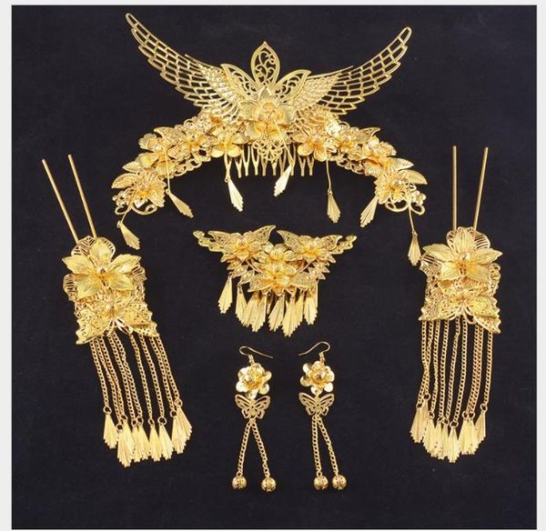 bridal headwear, chinese gold, simple atmosphere, 2018 wedding, new chinese style wedding ceremony, ancient costume fringe, Slivery;golden 
bridal headwear, chinese gold, simple atmosphere, 2018 wedding, new chinese style wedding ceremony, ancient costume fringe, Slivery;golden