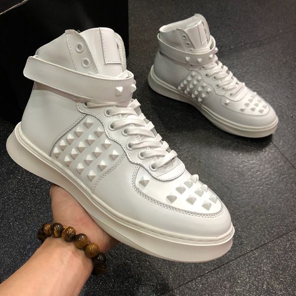 2018 winter new high men's shoes riveted shoes men's casual easy match white platform boots, Black
2018 winter new high men's shoes riveted shoes men's casual easy match white platform boots, Black