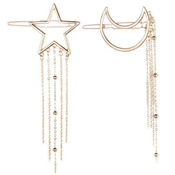 novelty hair accessories alloy hollow five-pointed star tassel hairpin stars moon hairpin ladies wild decorations, Golden;white
novelty hair accessories alloy hollow five-pointed star tassel hairpin stars moon hairpin ladies wild decorations, Golden;white