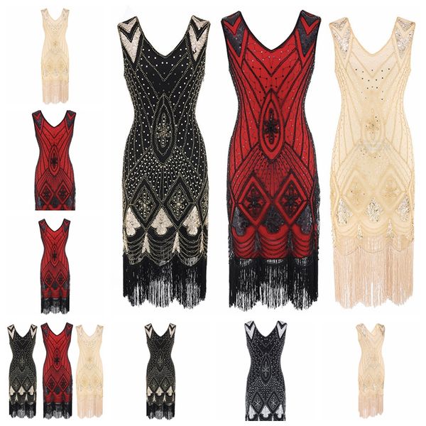2019 vintage sequined fringed front rear deep v-neck fashion beaded banquet evening dress, support mixed batch, White;black
2019 vintage sequined fringed front rear deep v-neck fashion beaded banquet evening dress, support mixed batch, White;black