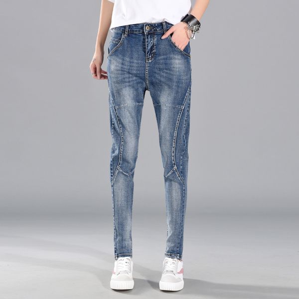 women trousers women summer cotton harlan jeans elastic waist trousers stitching denim pants womens elastic pencil jeans, Blue
women trousers women summer cotton harlan jeans elastic waist trousers stitching denim pants womens elastic pencil jeans, Blue