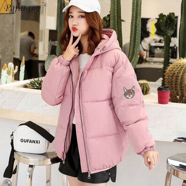 2018 student couple cat printing down cotton padded bread jacket female short parkas womens wadded jaqueta feminina, Black
2018 student couple cat printing down cotton padded bread jacket female short parkas womens wadded jaqueta feminina, Black