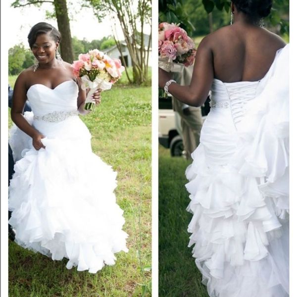 ruffled organza mermaid wedding dress 2018 crystal waist wedding gown lace up bridal gowns sweep train, White
ruffled organza mermaid wedding dress 2018 crystal waist wedding gown lace up bridal gowns sweep train, White