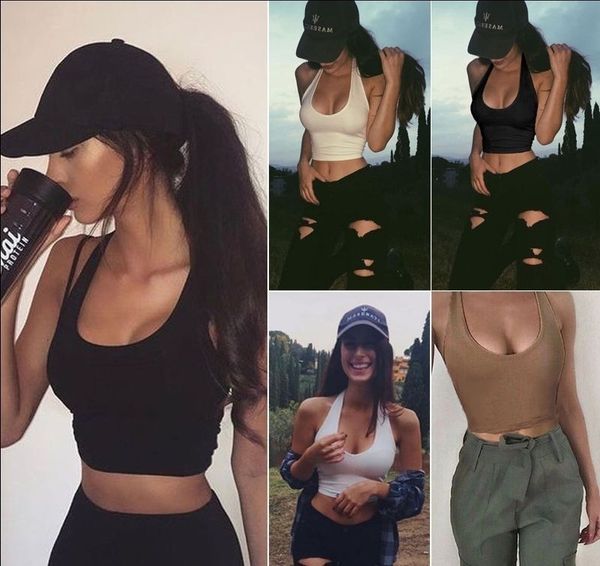 women tank low cut deep neck soft cotton sleeveless halter tees, White 
women tank low cut deep neck soft cotton sleeveless halter tees, White