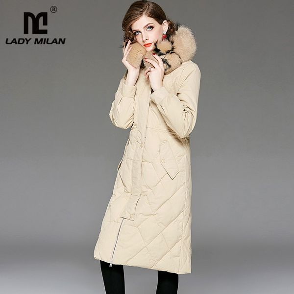 women's hooded raccoon fur collar long sleeves white duck down thick high street fashion down coats outerwear parkas, Black
women's hooded raccoon fur collar long sleeves white duck down thick high street fashion down coats outerwear parkas, Black