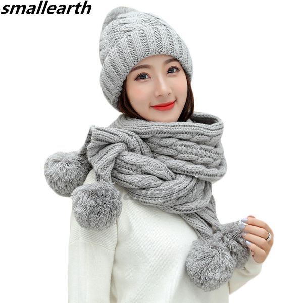 2 pieces set new winter pompom hat and scarf set for women girls cotton warm caps female winter casual solid color knitted hats, Blue;gray
2 pieces set new winter pompom hat and scarf set for women girls cotton warm caps female winter casual solid color knitted hats, Blue;gray