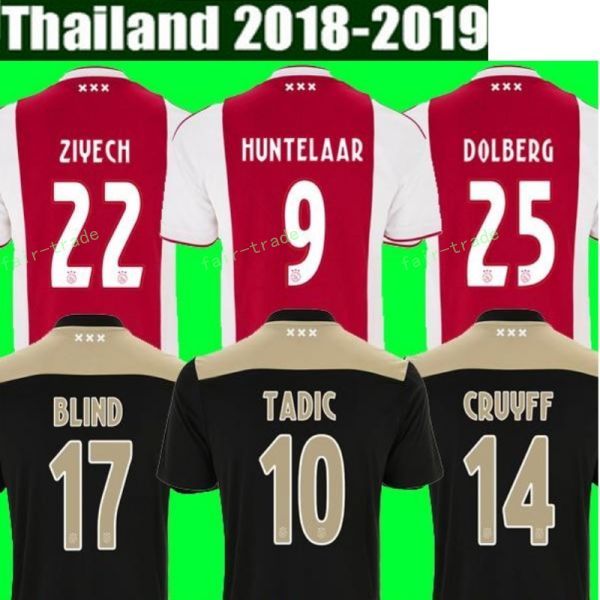 2018 2019 Men Soccer AFC Ajax Jersey 7 NERES 9 HUNTELAAR 10 ZIYECH 25 DOLBERG 14 CRUYFF Football Shirt Kits Team Red Black
2018 2019 Men Soccer AFC Ajax Jersey 7 NERES 9 HUNTELAAR 10 ZIYECH 25 DOLBERG 14 CRUYFF Football Shirt Kits Team Red Black