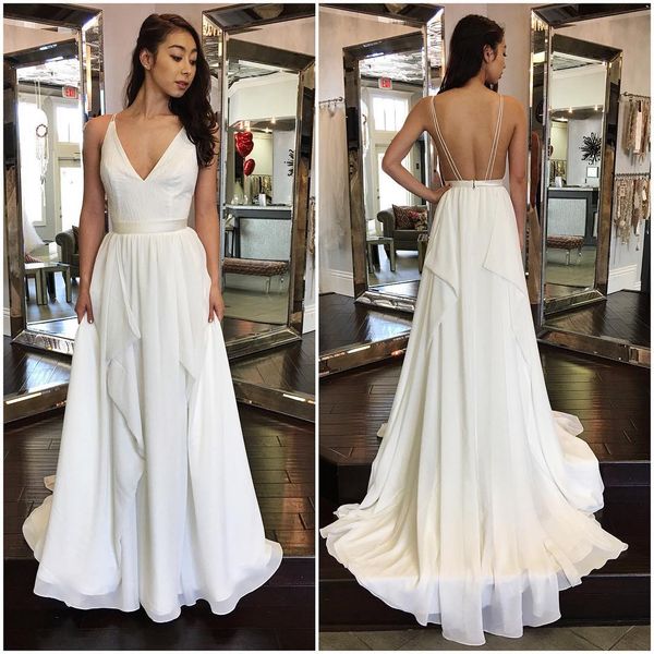 simple backless chiffon a-line wedding dresses v-neck spaghetti straps appliques lace long bridal gowns vestido de novia, White
simple backless chiffon a-line wedding dresses v-neck spaghetti straps appliques lace long bridal gowns vestido de novia, White