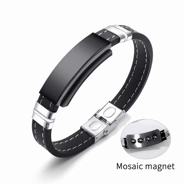 fashion inlaid magnet jewelry trendy men's classic glossy silicone men's bracelet, Black
fashion inlaid magnet jewelry trendy men's classic glossy silicone men's bracelet, Black