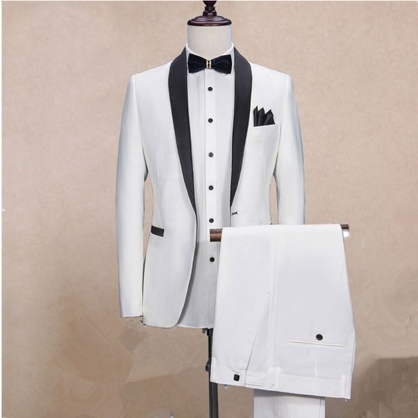 custom white slim fit men suits 2018 groom tuxedos with black lapel (jacket+pants) groomsman suits man prom wear, Black;gray
custom white slim fit men suits 2018 groom tuxedos with black lapel (jacket+pants) groomsman suits man prom wear, Black;gray