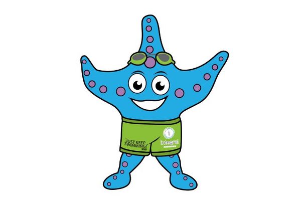 custom blue starfish mascot costume add a logo size ing, Red;yellow