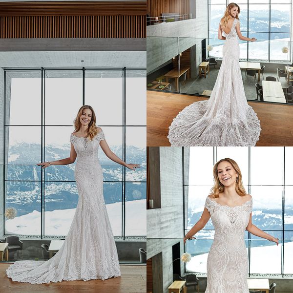 eddy k mermaid wedding dresses off shoulder backless lace appliques sweep train beach wedding dress plus size country bridal gowns, White
eddy k mermaid wedding dresses off shoulder backless lace appliques sweep train beach wedding dress plus size country bridal gowns, White