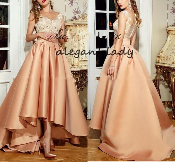 elegant high low evening dresses 2018 peach new with appliques lace long sheer back robe de soiree prom gown vestido de festa, Black
elegant high low evening dresses 2018 peach new with appliques lace long sheer back robe de soiree prom gown vestido de festa, Black