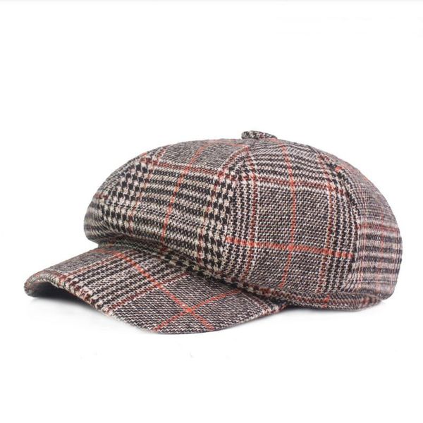 men and women octagonal hats new autumn and winter plaid brit hat beret ing, Blue;gray
men and women octagonal hats new autumn and winter plaid brit hat beret ing, Blue;gray
