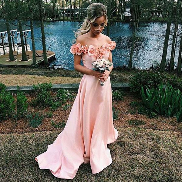 2019 blush pink prom dresses long 3d flowers off the shoulder a line evening party gowns with sweep train handmade flower formal dress, Black
2019 blush pink prom dresses long 3d flowers off the shoulder a line evening party gowns with sweep train handmade flower formal dress, Black