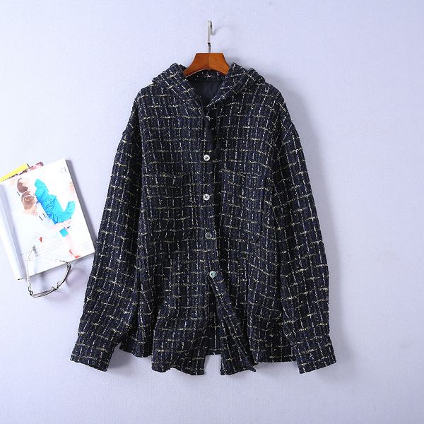 european and american women's 2018 winter clothing new long sleeve hooded bright silk tweed coat, Black
european and american women's 2018 winter clothing new long sleeve hooded bright silk tweed coat, Black
