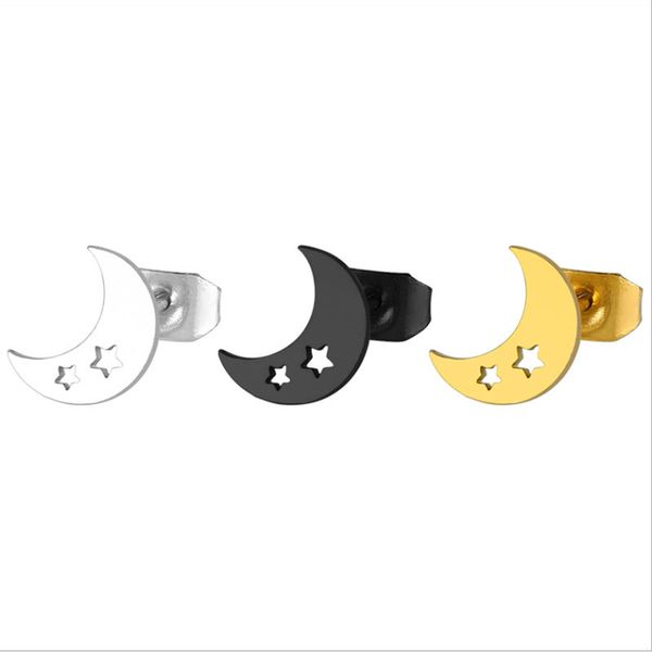 everfast 10pairs/lot sporty black gold thick moon stainless steel earrings minimalist earring simple stars studs fashion ear jewelry for wom, Golden;silver
everfast 10pairs/lot sporty black gold thick moon stainless steel earrings minimalist earring simple stars studs fashion ear jewelry for wom, Golden;silver