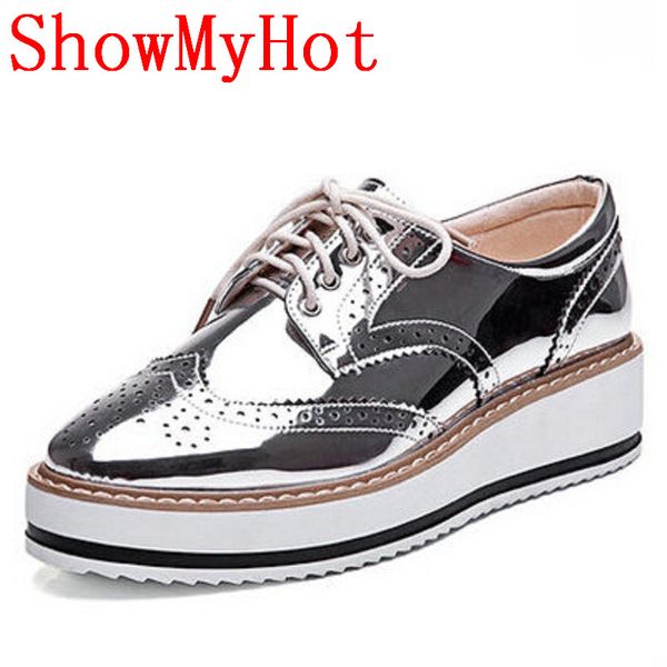 new womens winged oxford lace up striped platform metallic sier black fashion vintage platform bullock flat female shoes
new womens winged oxford lace up striped platform metallic sier black fashion vintage platform bullock flat female shoes