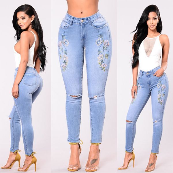 2018 women autumn jeans new flower embroidery high waist jeans trousers female ripped pencil plus size s-3xl, Blue
2018 women autumn jeans new flower embroidery high waist jeans trousers female ripped pencil plus size s-3xl, Blue