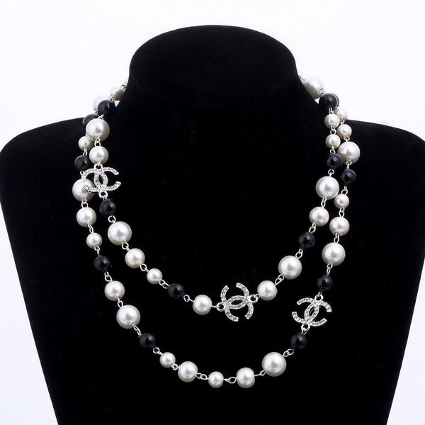 

4 tyle long weater chain colar maxi necklace imulated pearl flower necklace women fa hion jewelry female jewerly