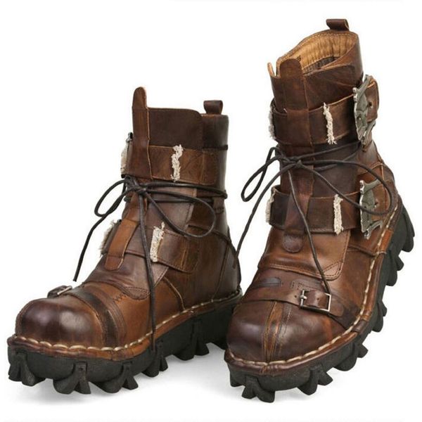 men's cowhide genuine leather work boots military combat boots gothic skull punk motorcycle martin boots, Black
men's cowhide genuine leather work boots military combat boots gothic skull punk motorcycle martin boots, Black