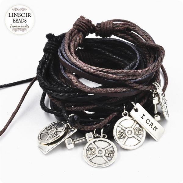 linsoir dumbbell bracelet & bangles fitness jewelry i can charm leather bracelet gym fitness accessory crossfit barbell jewelry, Golden;silver
linsoir dumbbell bracelet & bangles fitness jewelry i can charm leather bracelet gym fitness accessory crossfit barbell jewelry, Golden;silver