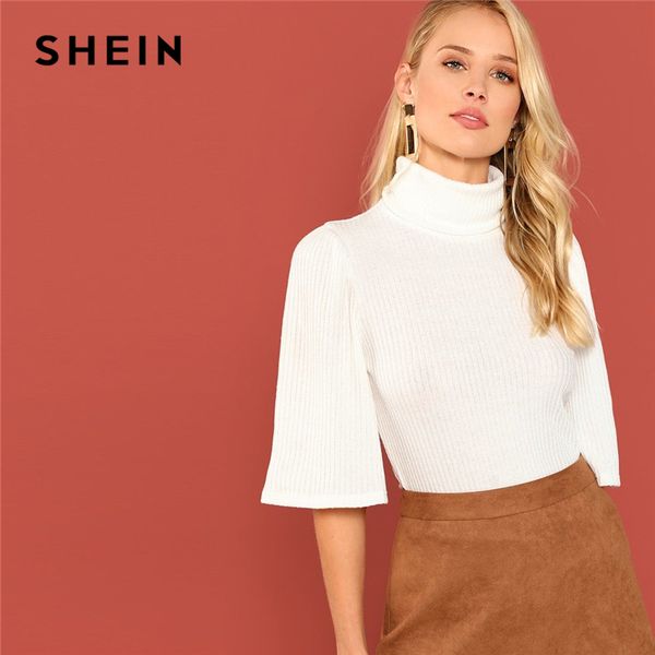 shein white three quarter length sleeve high neck ribbed knit pullovers slim tee autumn office lady casual women tshirt top
shein white three quarter length sleeve high neck ribbed knit pullovers slim tee autumn office lady casual women tshirt top