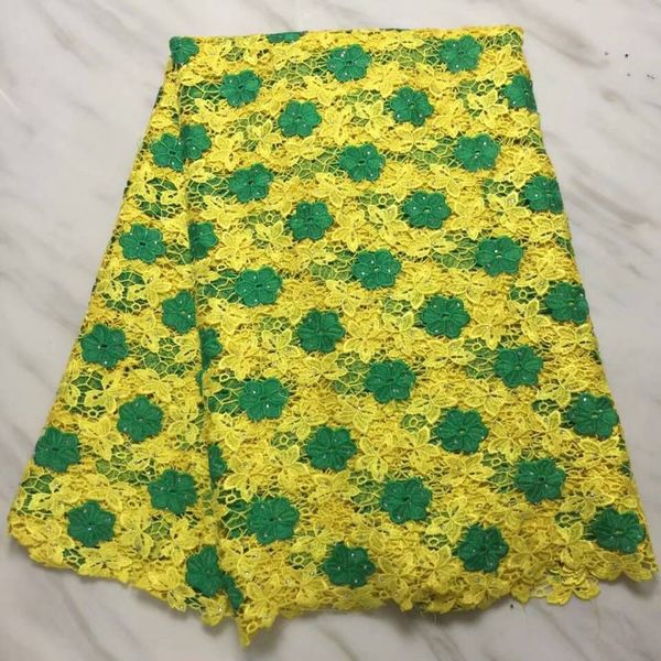 5Yards/pc Beautiful yellow african water soluble lace with green flower and stones french mesh cord lace for clothes BW127-13
5Yards/pc Beautiful yellow african water soluble lace with green flower and stones french mesh cord lace for clothes BW127-13