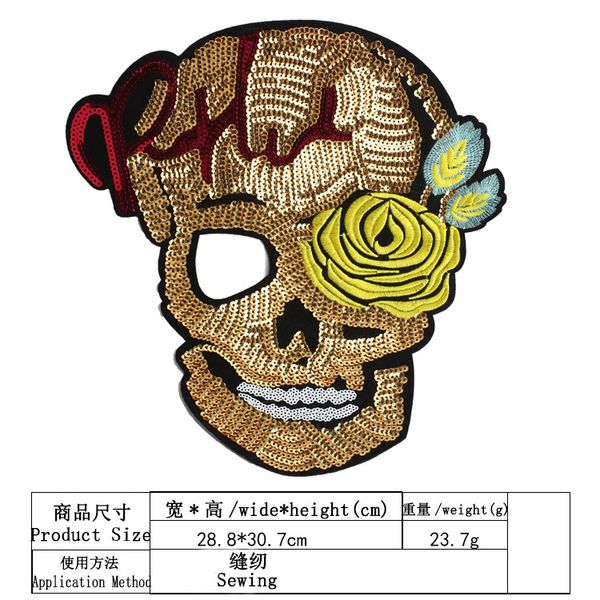 embroidery sequined skull patches for jackets,embroidered appliques skull badges appliques for jeans,patches for clothing, Black
embroidery sequined skull patches for jackets,embroidered appliques skull badges appliques for jeans,patches for clothing, Black