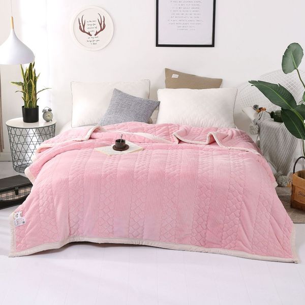 3ply soft warm thick quilted blanket solid color pink camel blue grey double layer winter blanket with microfiber filling
3ply soft warm thick quilted blanket solid color pink camel blue grey double layer winter blanket with microfiber filling