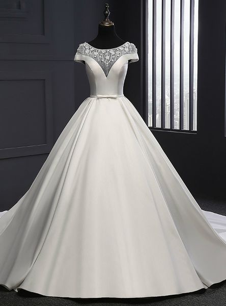 vintage wedding dress real p with sleeves beaded jewel sheer neck ribbon bows satin court train wedding bridal gowns cheap, White
vintage wedding dress real p with sleeves beaded jewel sheer neck ribbon bows satin court train wedding bridal gowns cheap, White