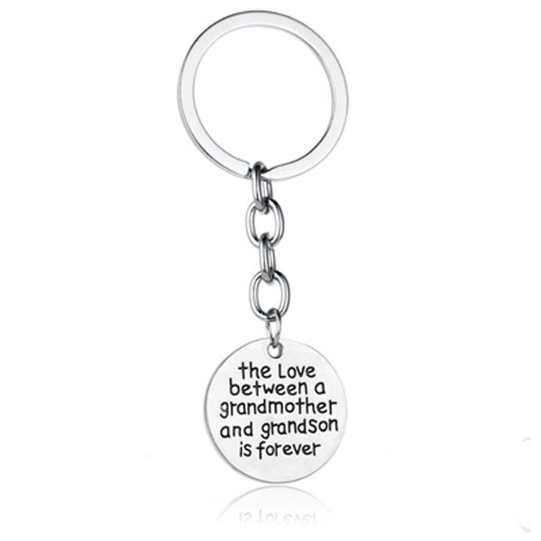

12 pc/lot love between grandmother and grandson charm keyring family women men boy keychain jewelry gift for grandma key holder, Silver