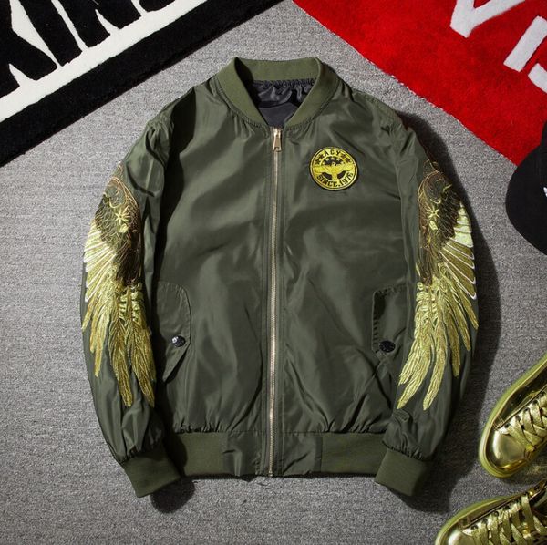 new leather jacket embroidery gold wings mens jacket ma-1 stand collar fashion outwear men coat bomber jacket, Black;brown
new leather jacket embroidery gold wings mens jacket ma-1 stand collar fashion outwear men coat bomber jacket, Black;brown