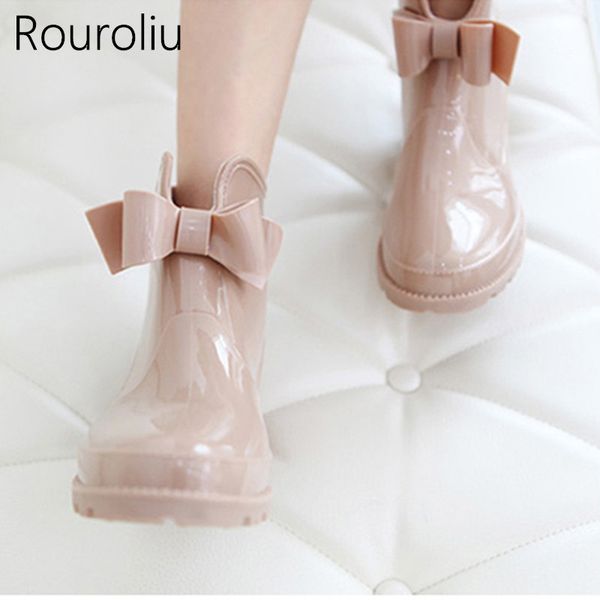 rouroliu bowtie ankle rain boots women flat heels non-slip glossy rainboots waterproof pvc woman water shoes wellies ts119, Black
rouroliu bowtie ankle rain boots women flat heels non-slip glossy rainboots waterproof pvc woman water shoes wellies ts119, Black