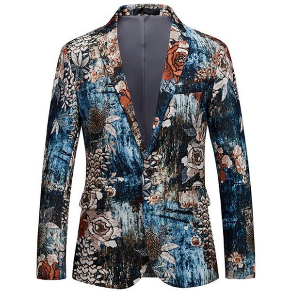 long floral blazer men 2018 new fashion printed men's blazer slim fit casual asian size 6xl men, White;black 
long floral blazer men 2018 new fashion printed men's blazer slim fit casual asian size 6xl men, White;black