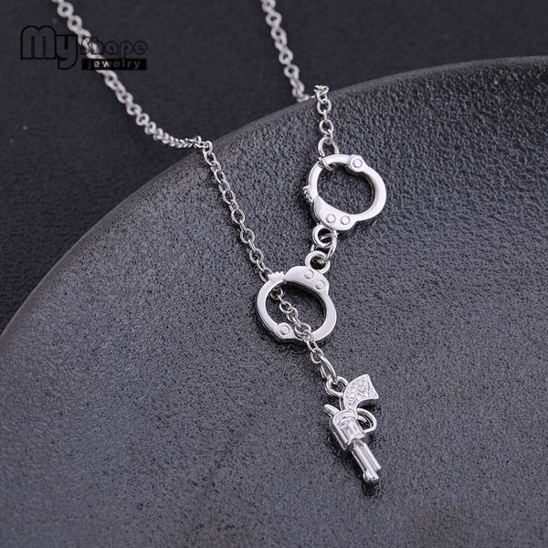 my shape silver plated gun pendant link chain necklace with handcuffs knot choker personality punk style men jewelry
my shape silver plated gun pendant link chain necklace with handcuffs knot choker personality punk style men jewelry
